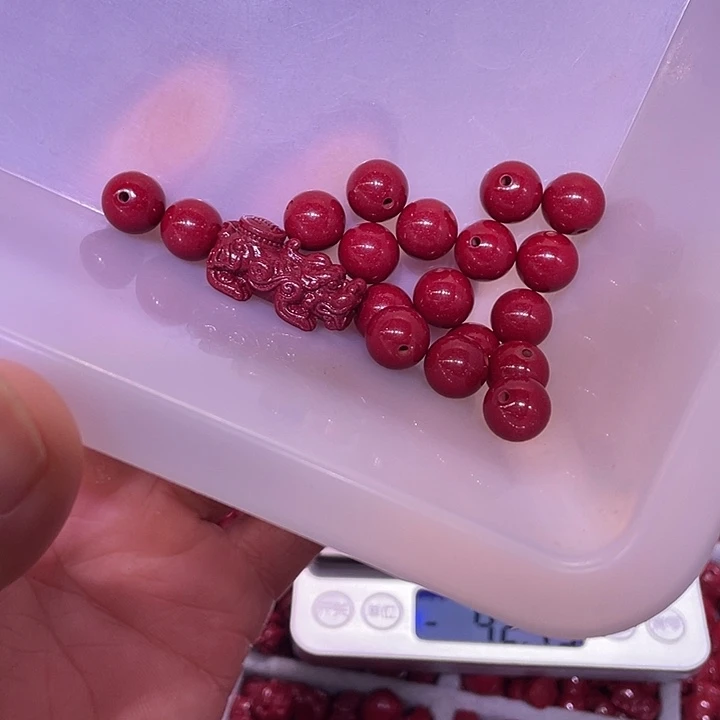 天然辰砂紫金砂10毫米18颗貔貅1，送一颗