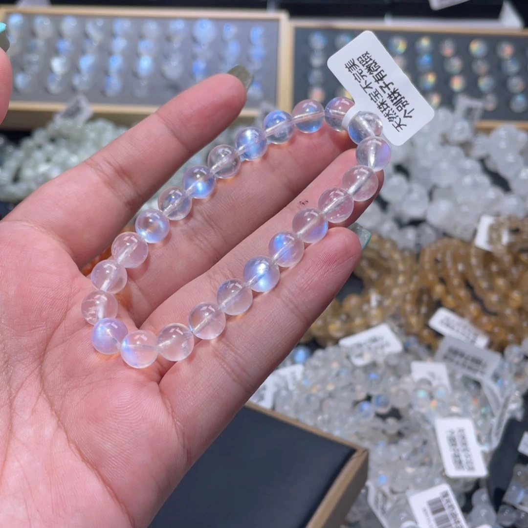 柠***子未镶嵌手链长石蓝月光手链8mm