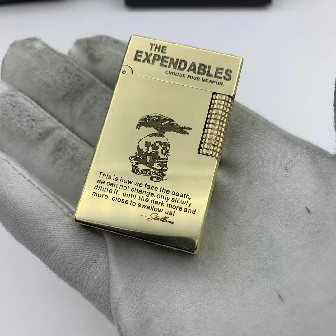 Rowenta/好运达纯铜一体创意个性加深雕刻图案打火机金色