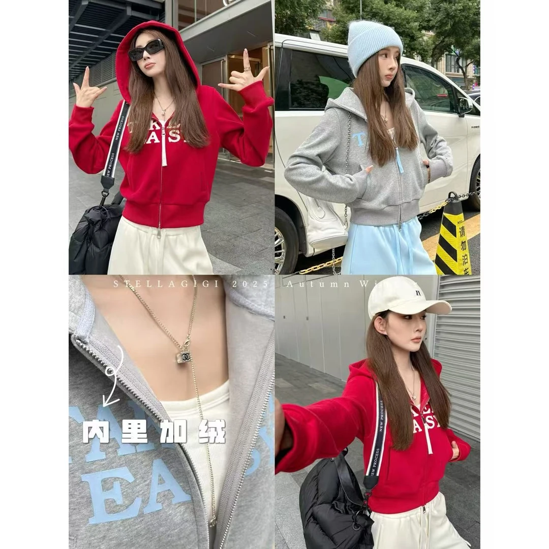 SG / 杨依姗 AW美式字母印花加绒连帽拉链卫衣外套WY-20252239