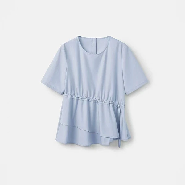 收腰淡人衬衫短袖小衫5014