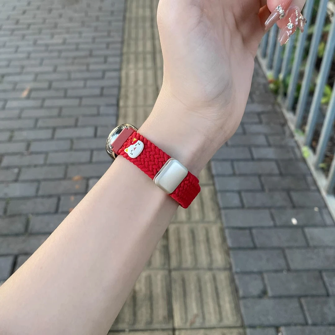 【新年款】适用小米手环表带10/9/8/7/6/5/4编织尼龙nfc版蛇本命年