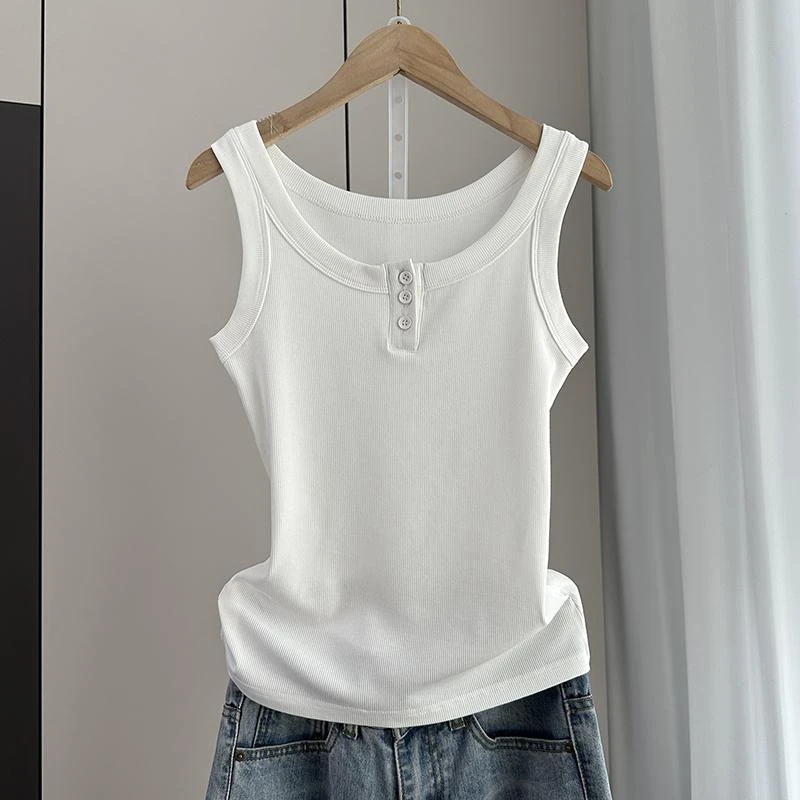 螺纹背心女内搭西装2025夏季白色打底吊带无袖防走光上衣打底衫