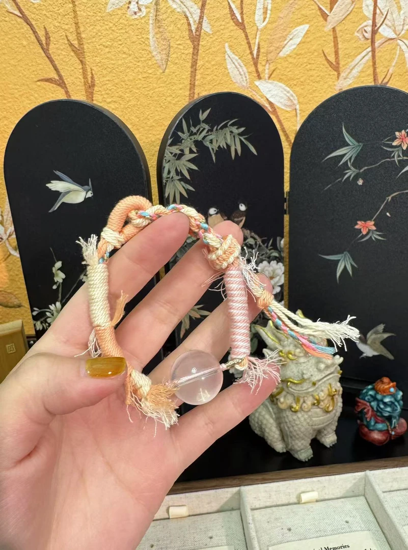 胭脂雪粉水晶单珠手绳