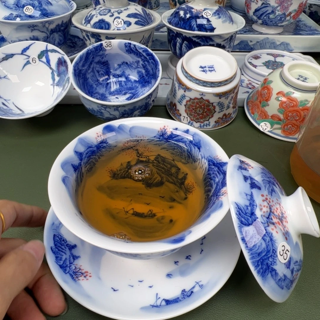 陶瓷景德镇纯手工纯手绘茶具木木35