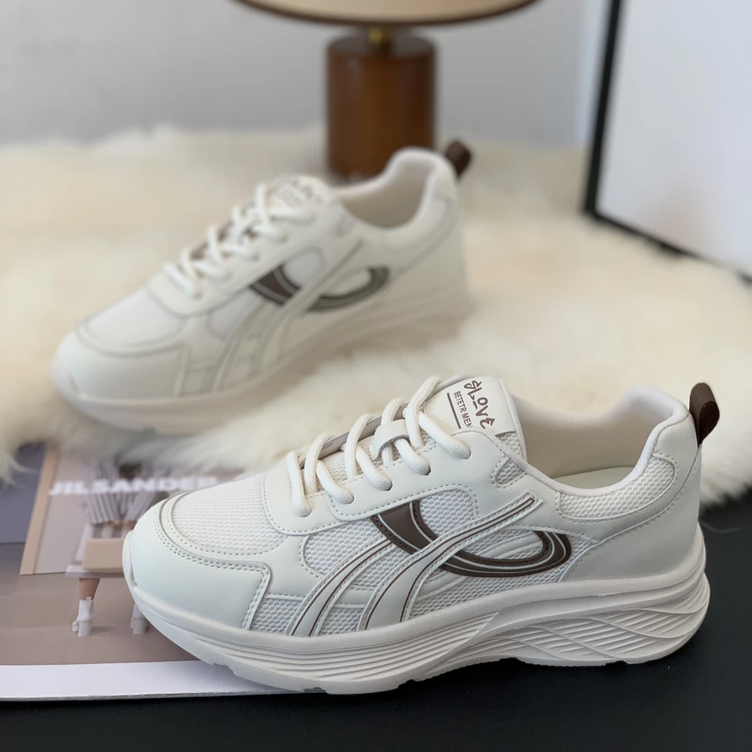 韩版显脚小洋气老爹鞋女2025年秋季网面透气系带松糕底运动休闲鞋