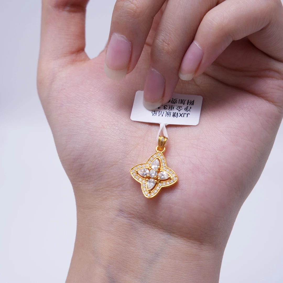 【金吊坠】点钻十字星吊坠黄金5G足金999百搭通勤【308/138】
