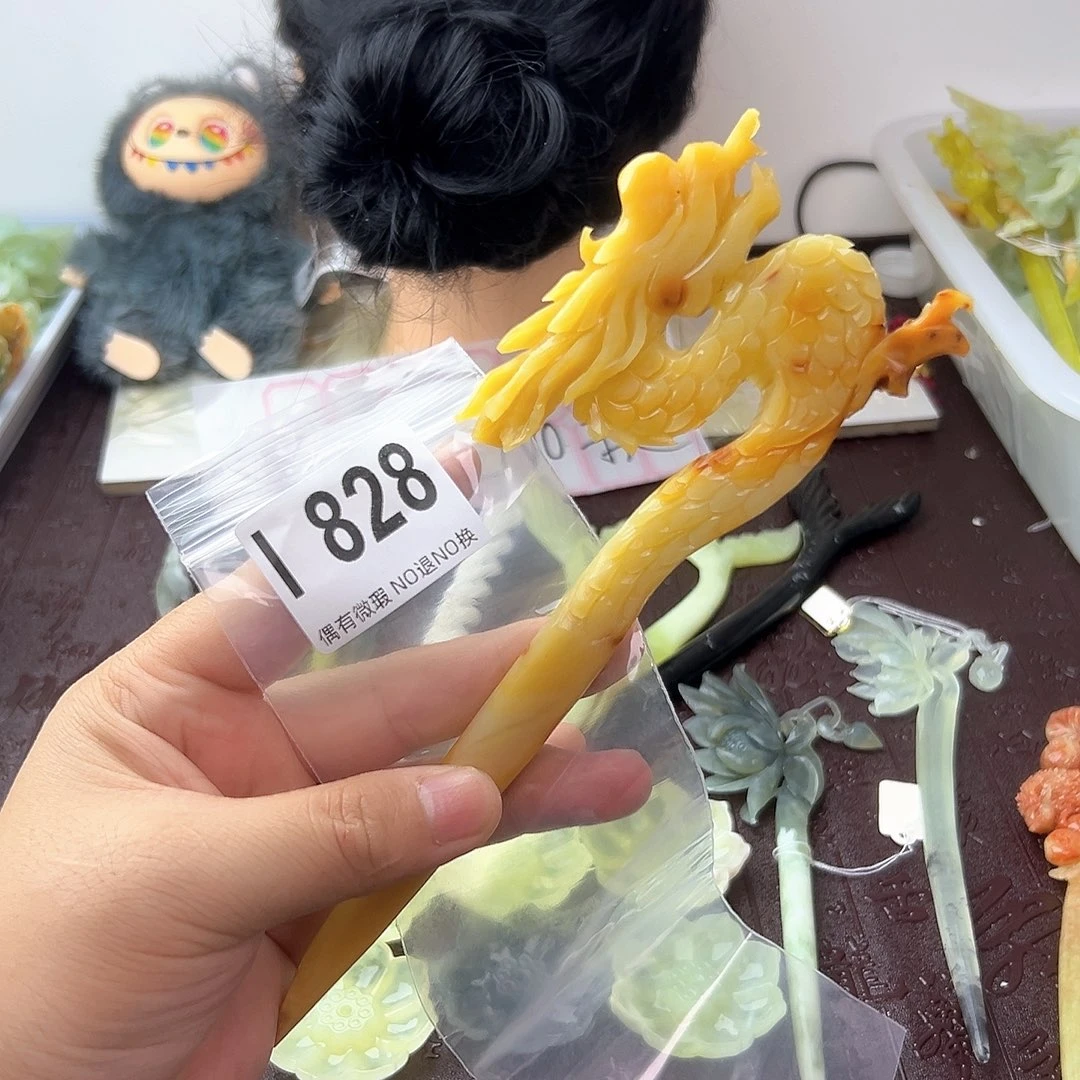 合金蛇纹石玉发饰肥*
