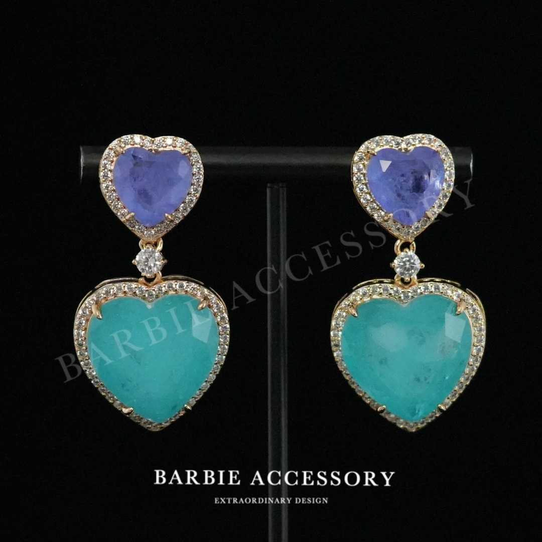 铜合金合成锆石耳饰 【心梦冰痕】法式既视设计款高级感绝美耳环