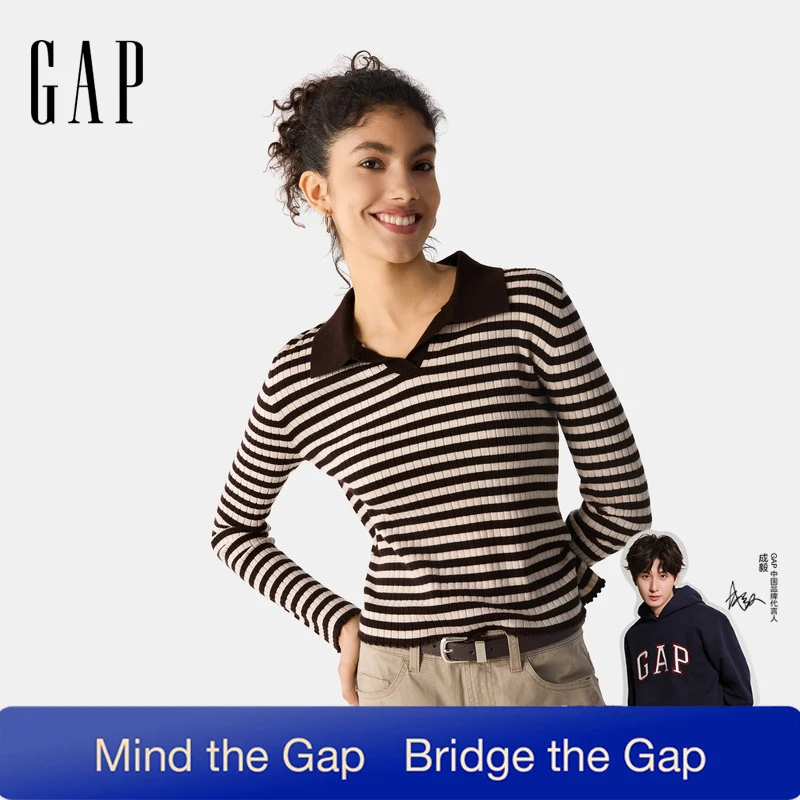 【成毅代言】Gap女装冬季费尔岛条纹针织衫显瘦内搭毛衣729133