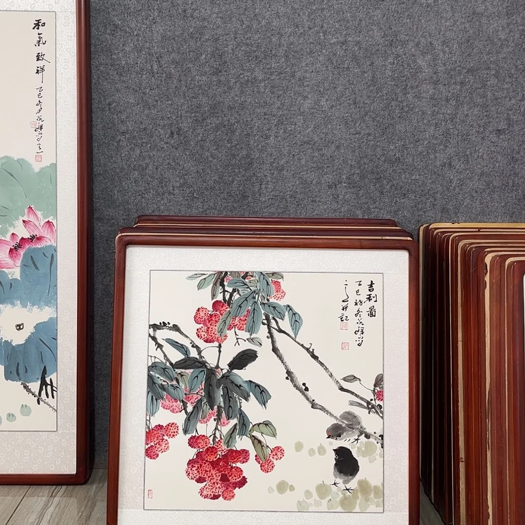 国画书画作品带框63×63