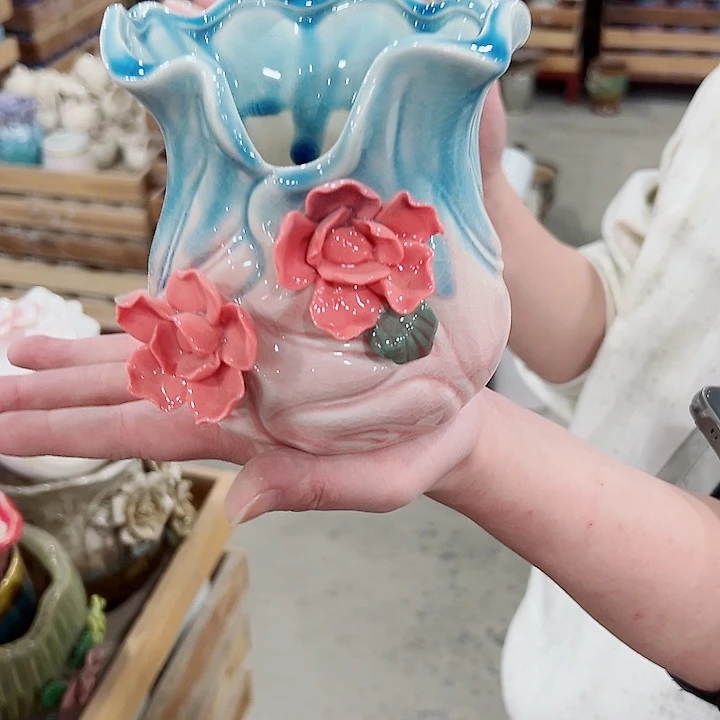 有孔.凑满10元发货多肉陶瓷花盆！