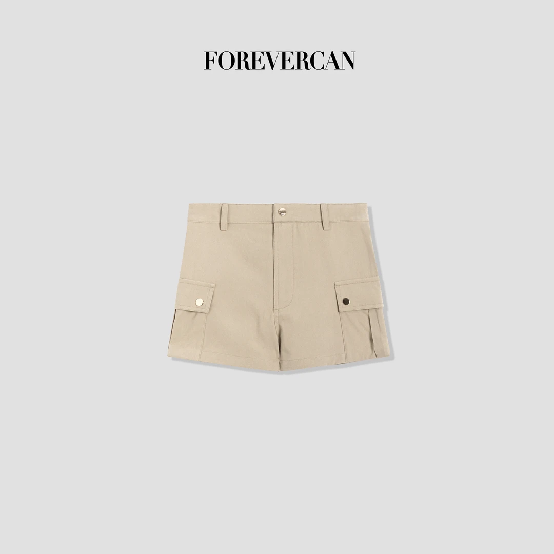 FOREVERCAN“涉谷街头”设计感休闲高腰短裤简约百搭裤子SP20045