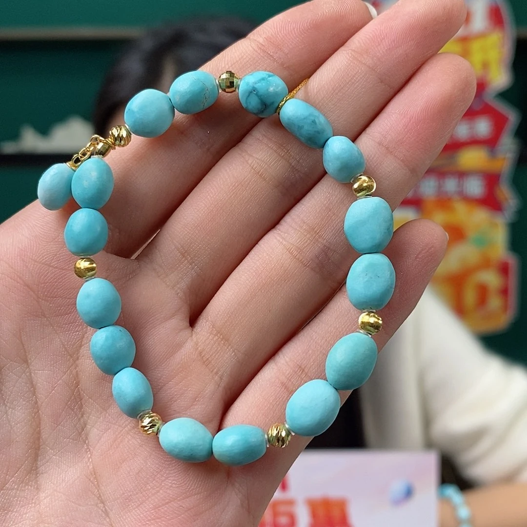 绿松石18K金镶嵌珠宝奇石
