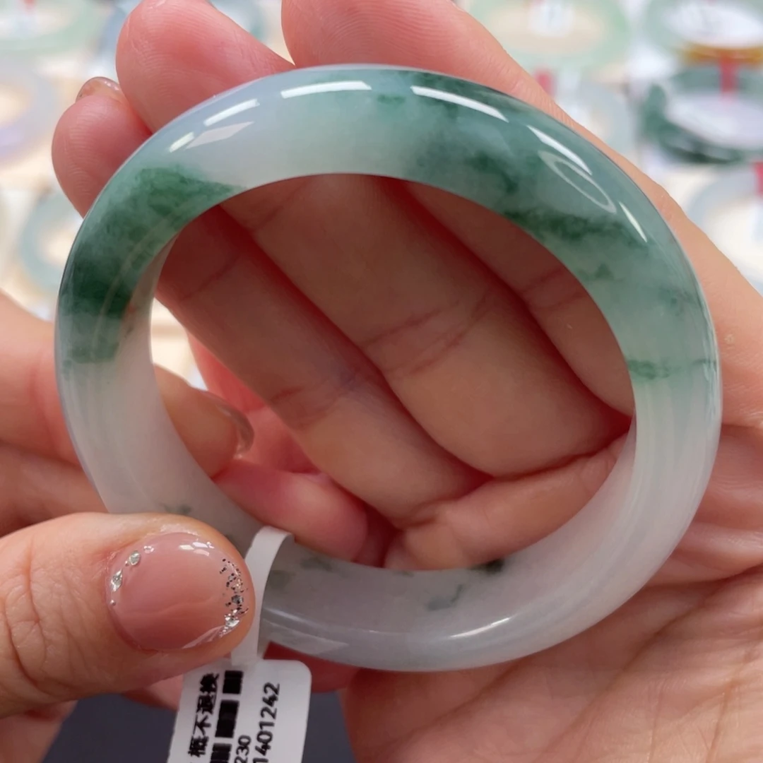 未镶嵌手镯翡翠16号老坑胶底飘花正圈