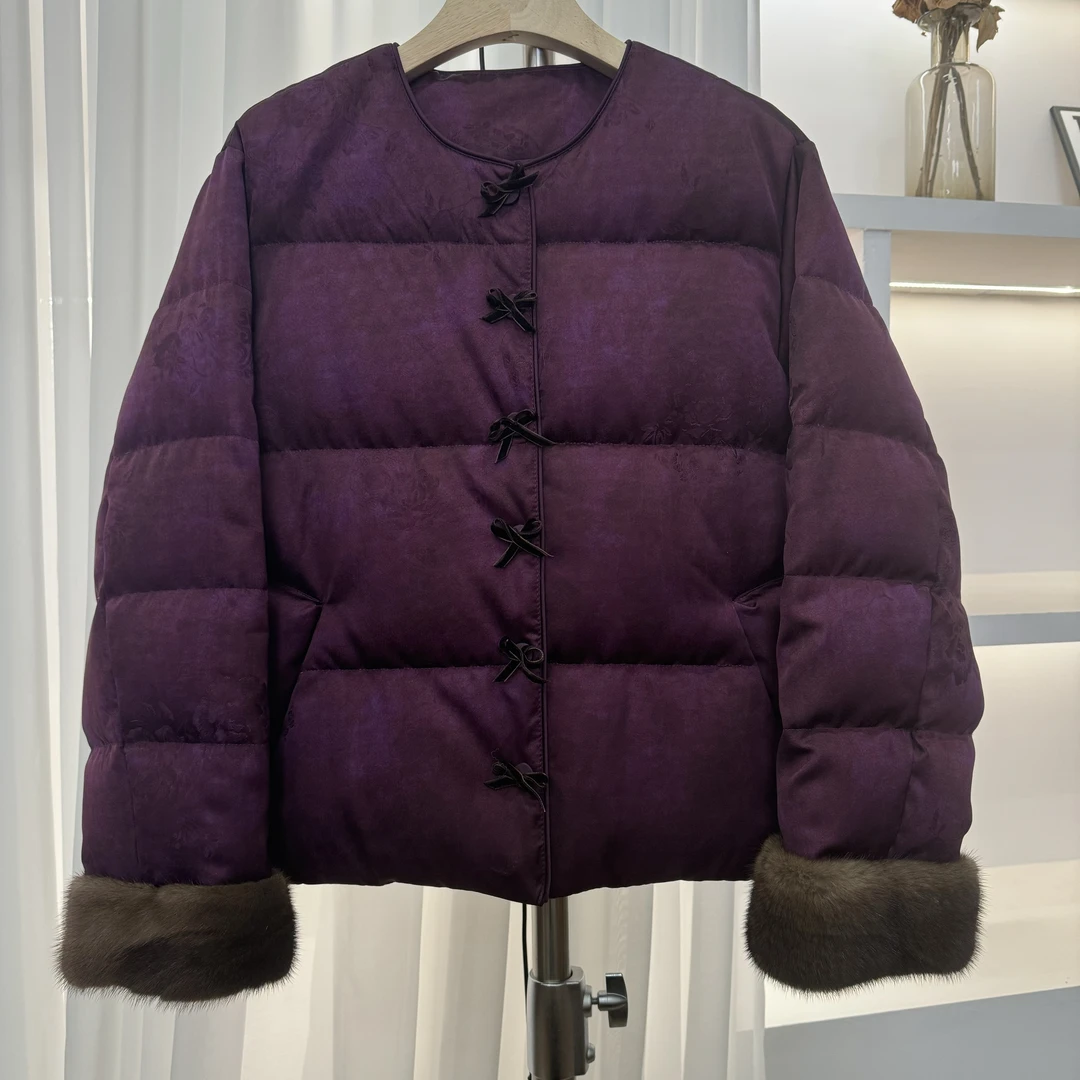 娟娟紫霞设计感貂貂精致气质温柔羽绒服ERF2411-24-D1231
