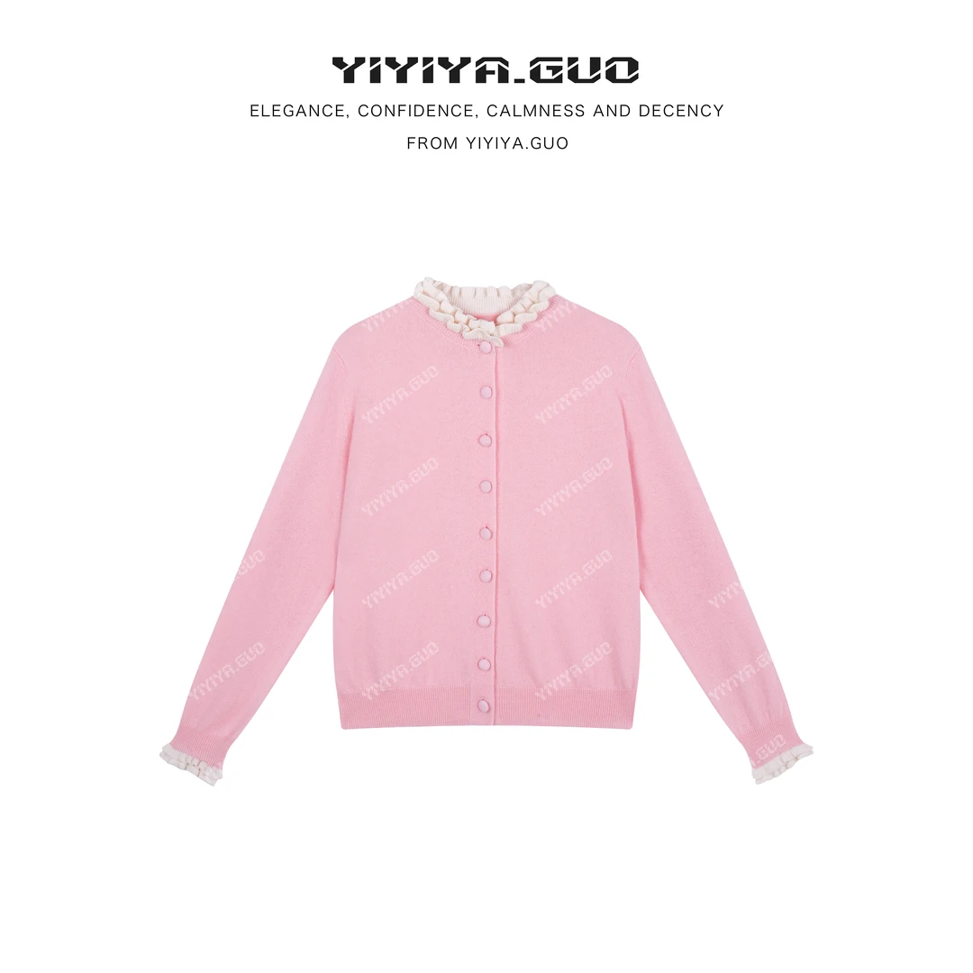 yiyiya.Guo艺艺吖【花边毛衣】时尚针织毛衫花边领上衣080233SS52