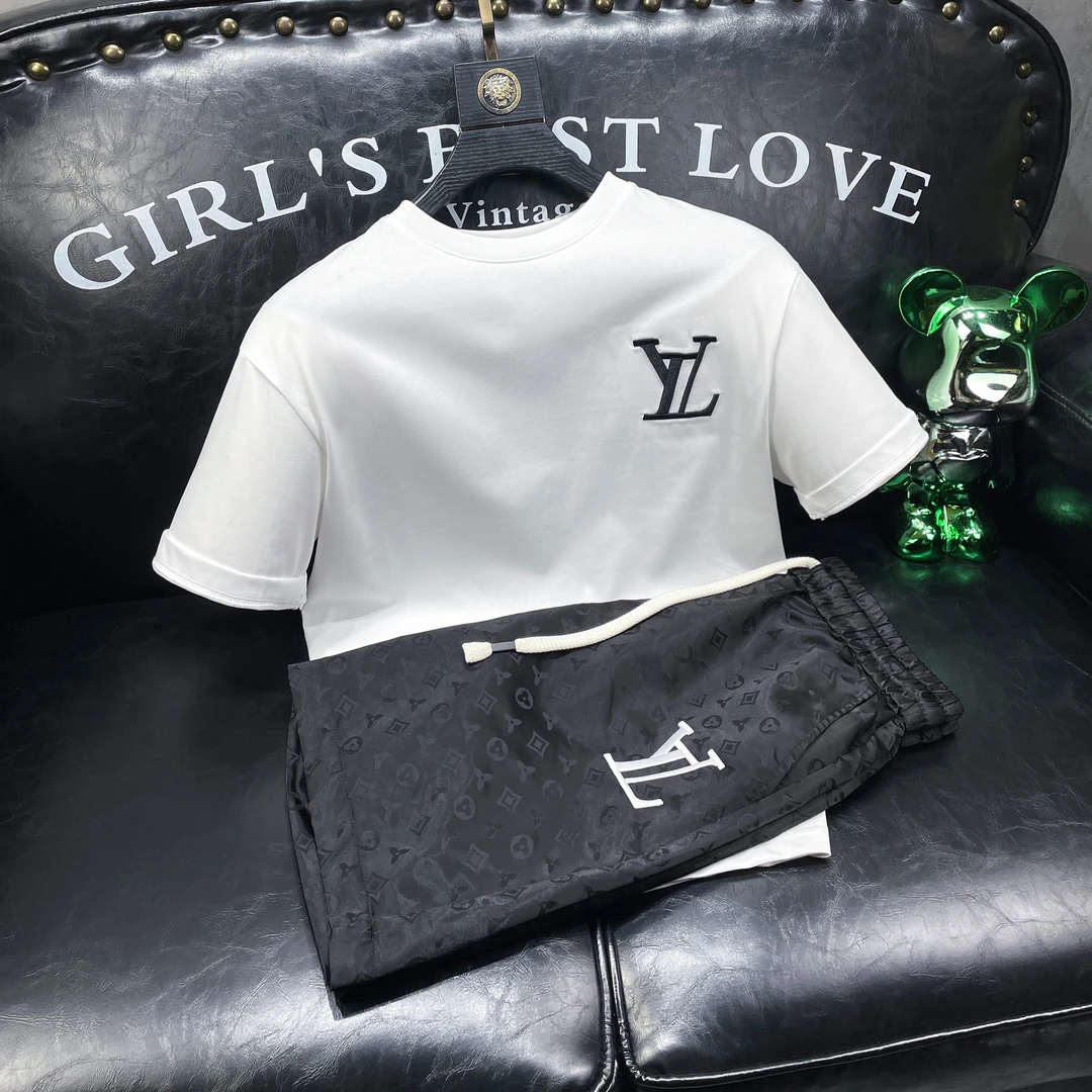 欧货短袖t恤套装男士高端潮牌夏季2025新款男装大牌短裤一套搭配