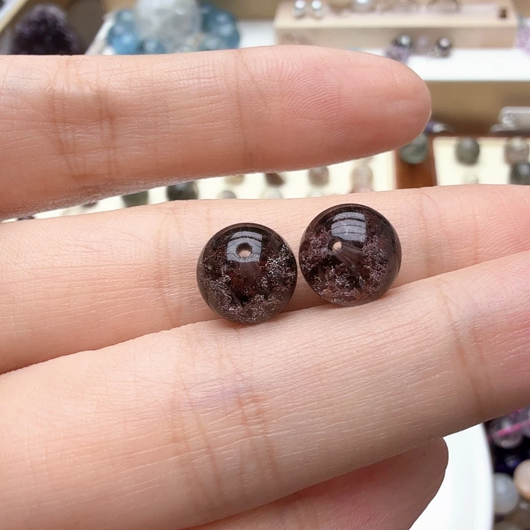 水晶珠宝半成品未镶嵌红紫幽灵2颗