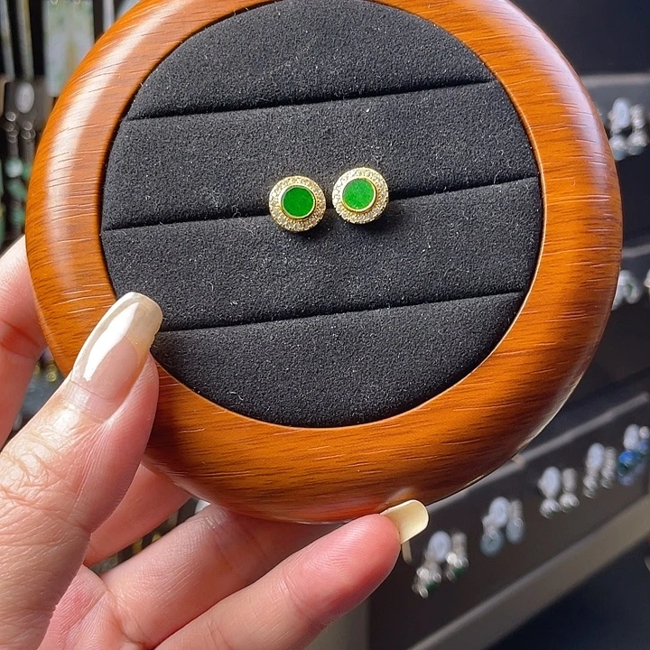 翡翠银S925镶嵌耳饰翡翠
