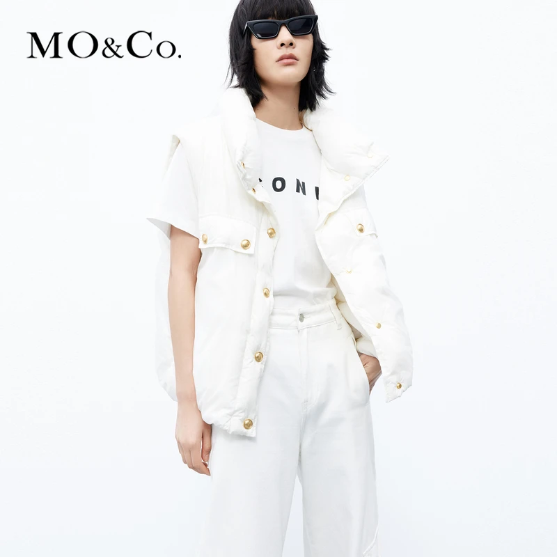 【陈嘉尔专属】MOCO秋防寒高领含鸭绒羽绒服马甲外套MBC3EIN001