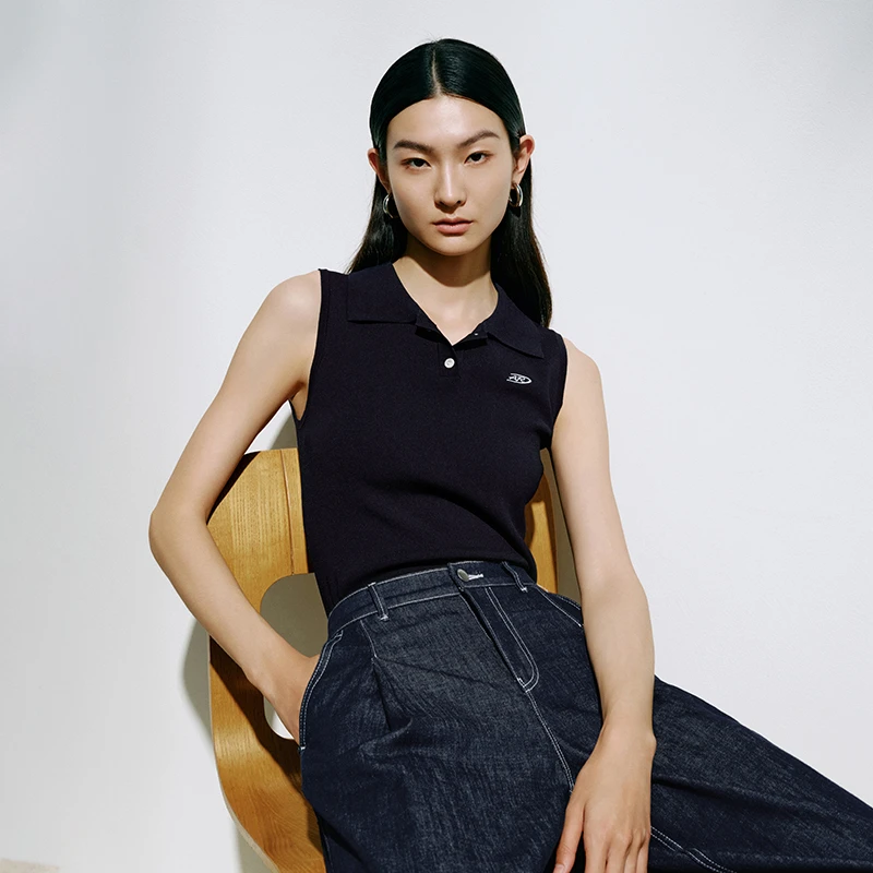 【针织衫】【商场同款新品】艾诺丝雅诗 小翻领无袖衬衫上衣50518131