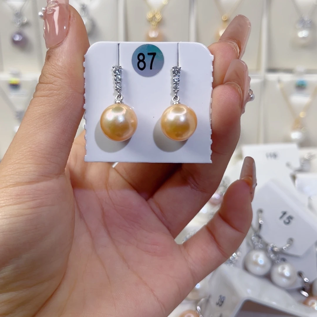 淡水珍珠耳饰银S925镶嵌