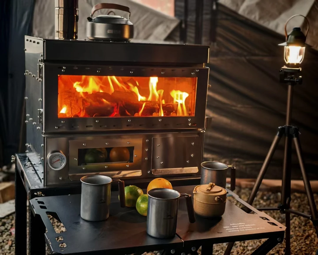 【户外款2025年40平新款】不锈钢壁炉真火户外壁炉别墅茶室露营