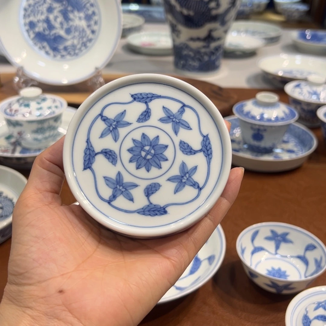 盖置青花栀子花卉盖置