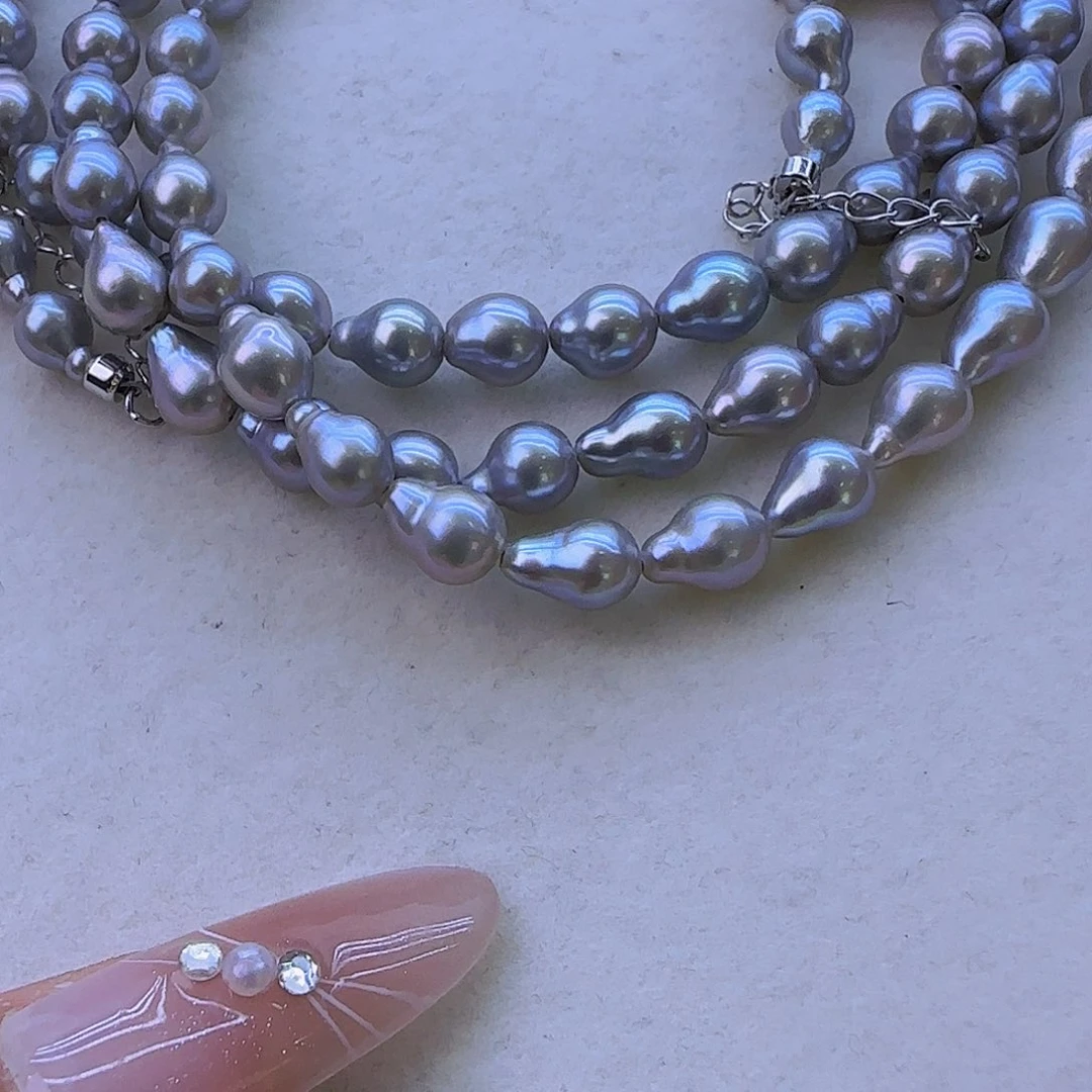 银S925镶嵌项链定制488淡水珍珠