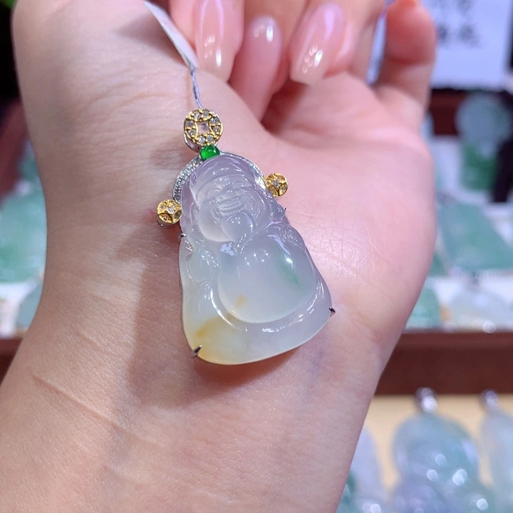 翡翠18K金镶嵌吊坠(不含链)