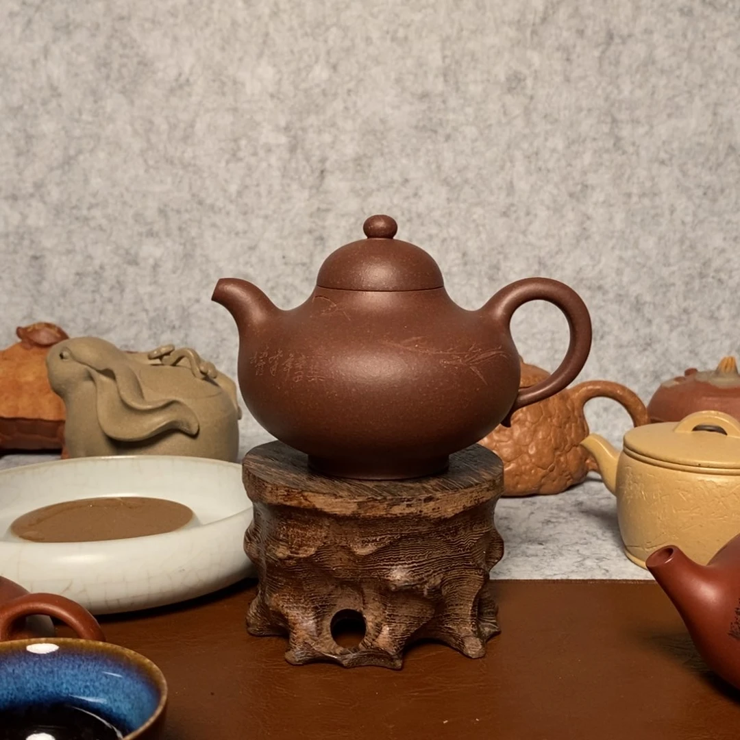 紫砂茶壶义自炼零添加紫泥华颖