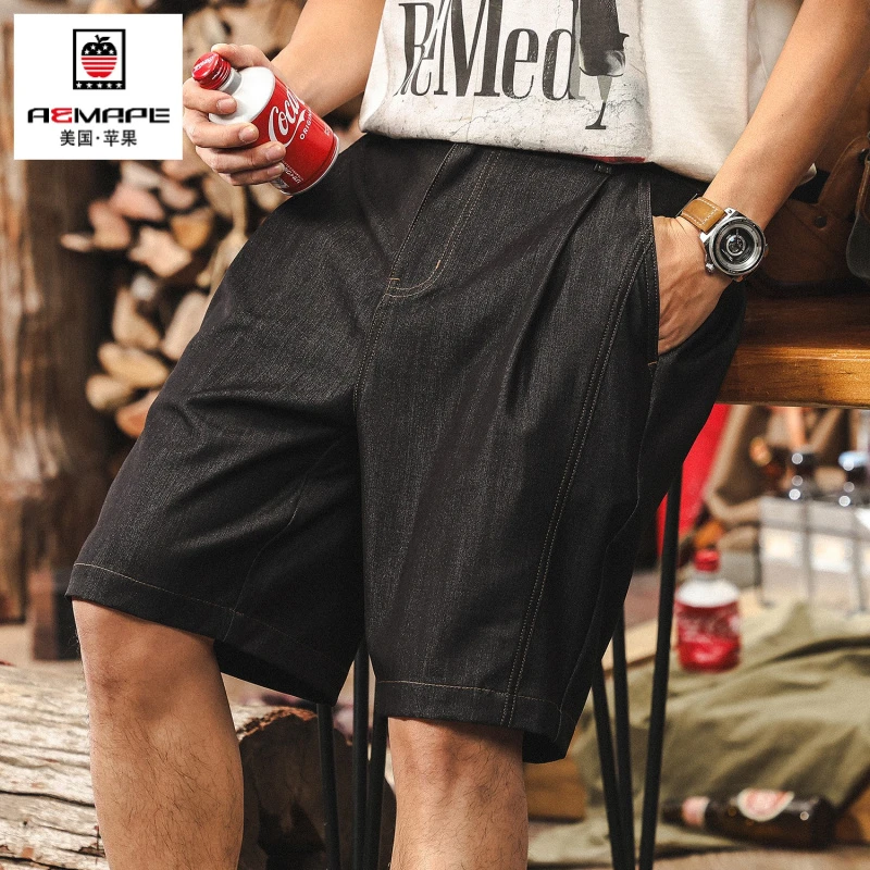 美式复古牛仔短裤男夏季2025新款潮牌宽松直筒五分裤男士休闲中裤