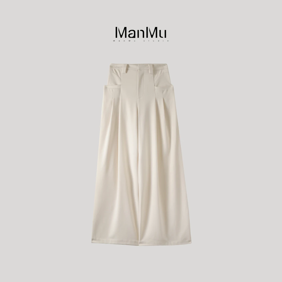 满目ManMu【张琪专属】老钱风秋季醋酸羊毛通勤休闲百搭裤子350202