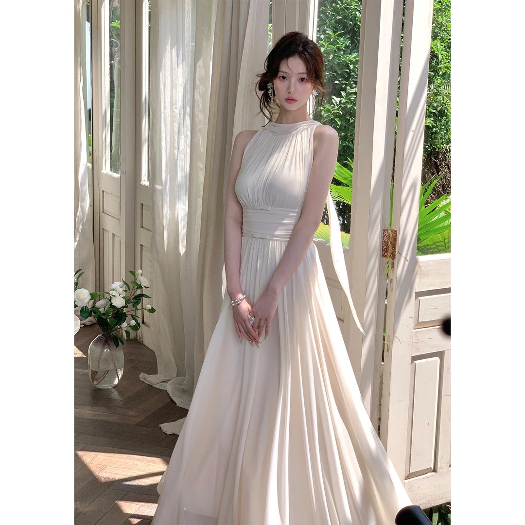 从一时刻【志玲姐姐】网纱蝴蝶结弹力飘带裙 两色CY-S25167