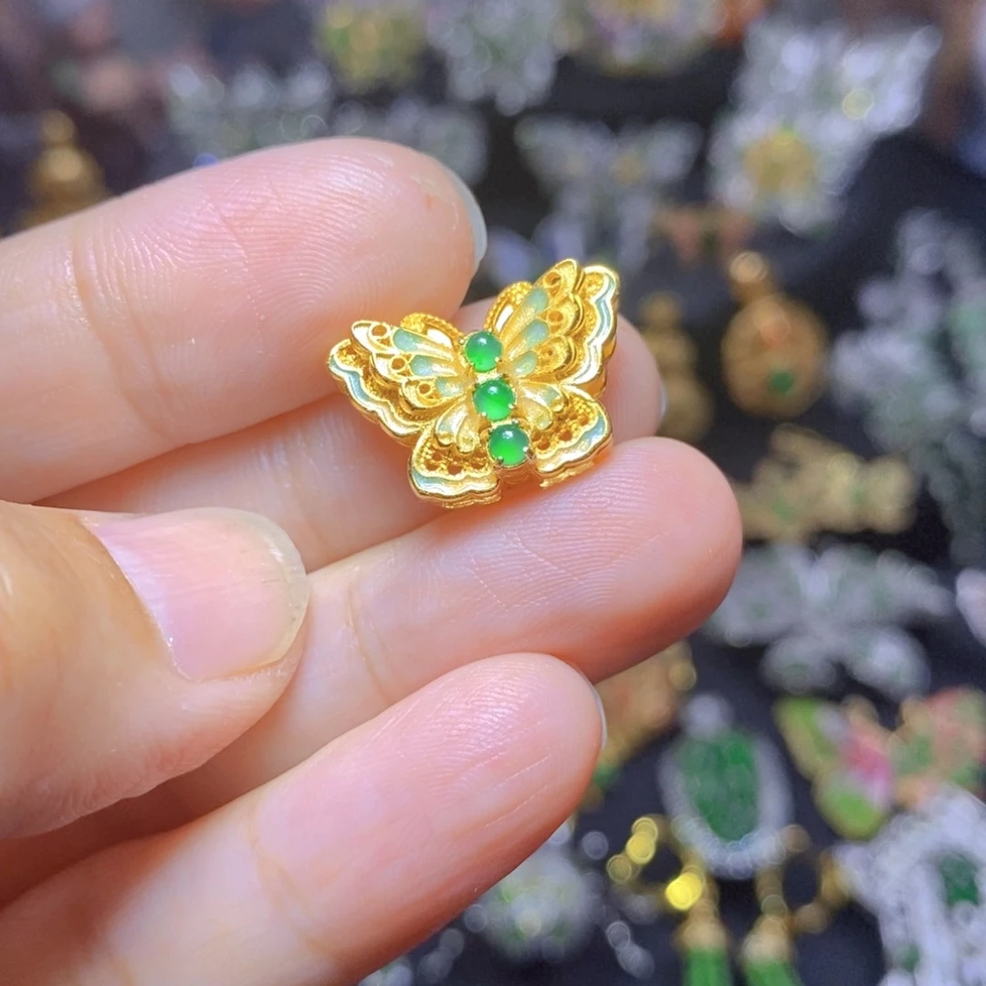 翡翠银S925镶嵌套链天然翡翠