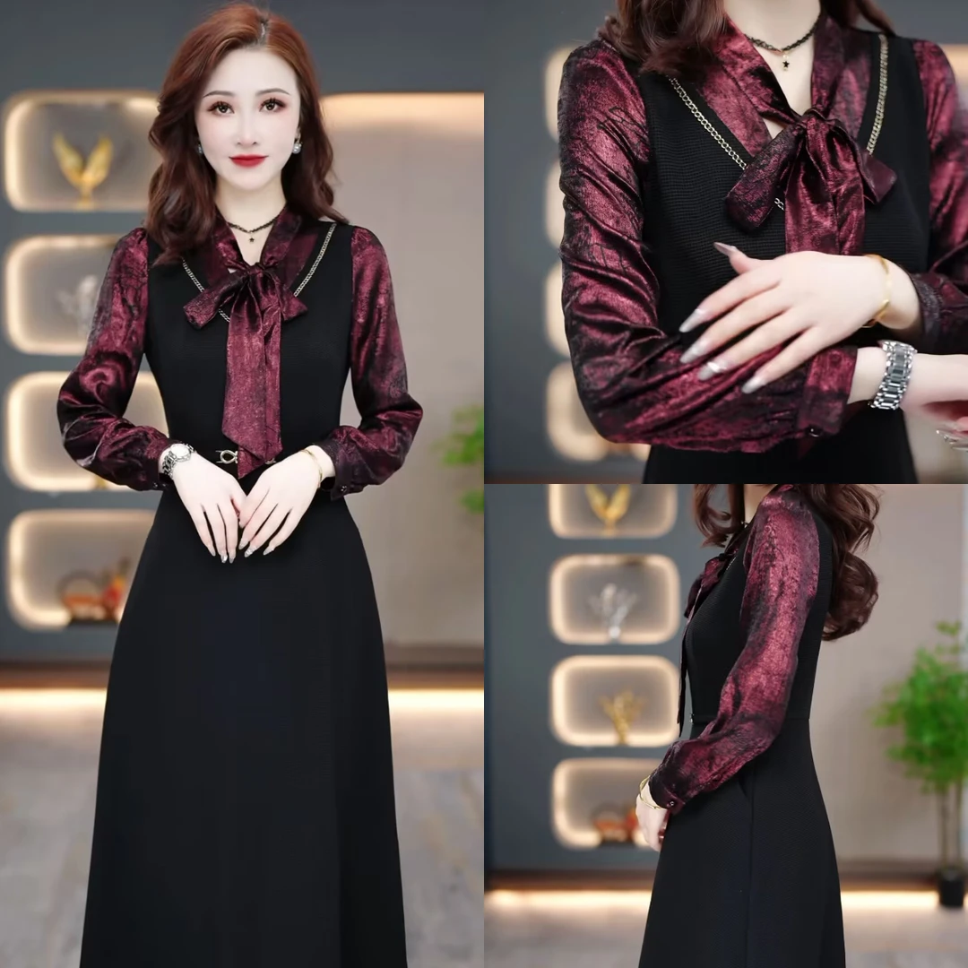 春季新款连衣裙2025春秋新款显修身韩版气质遮肚裙子MY25Y012