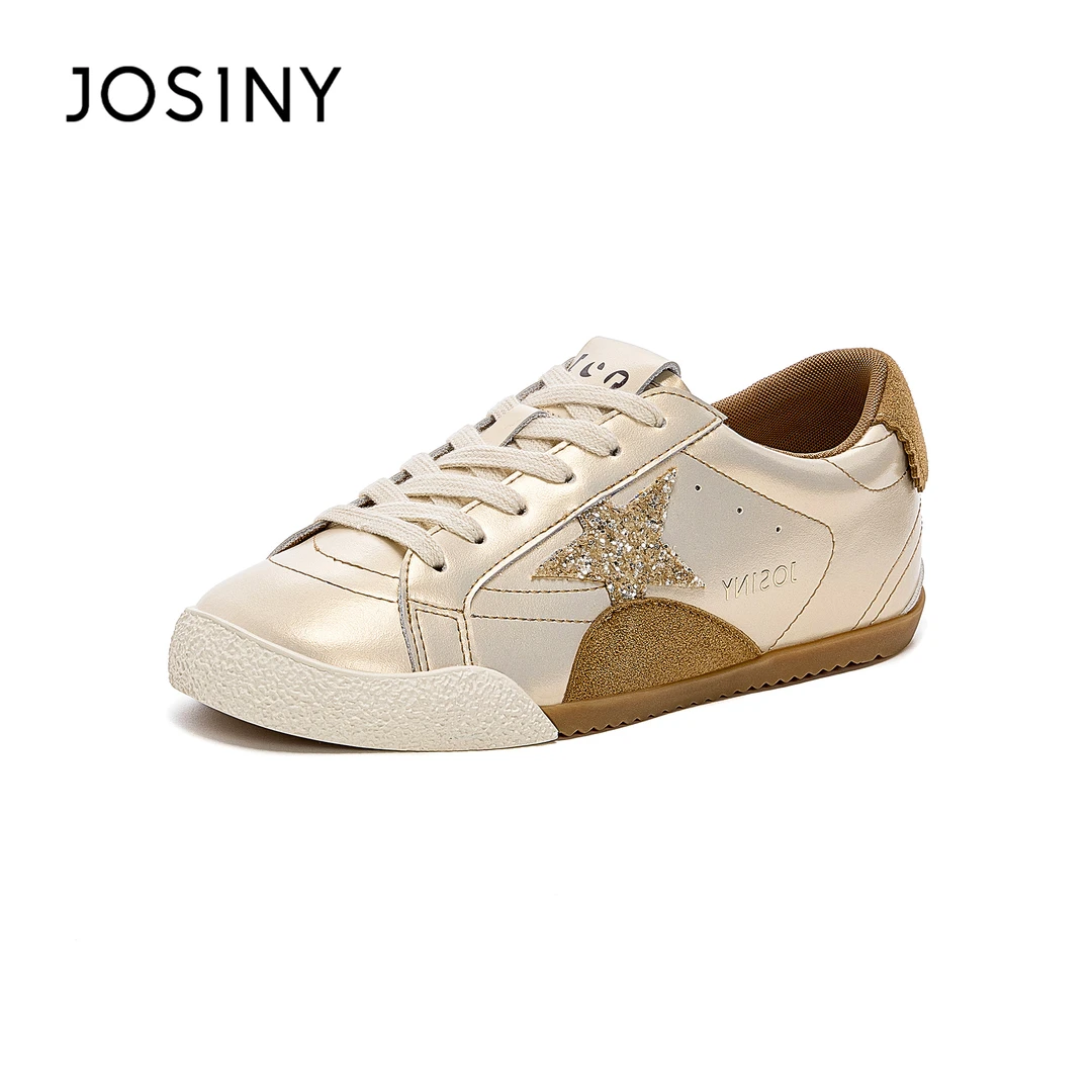 卓诗尼琥珀流光新款小白鞋时尚百搭闪亮星星鞋运动鞋女软底休闲鞋