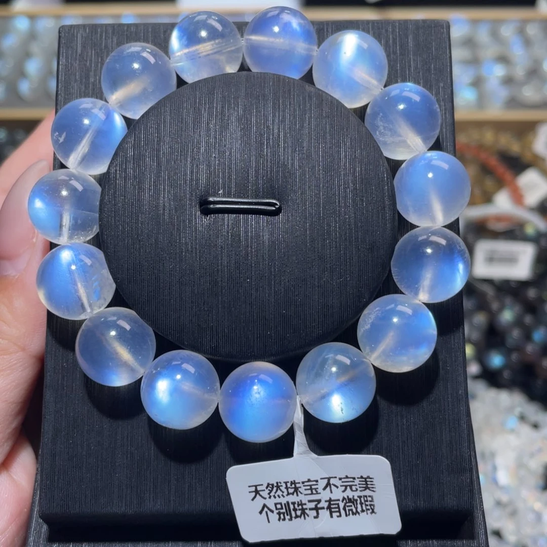 长石手链未镶嵌毕业级蓝月光手链13.5mm