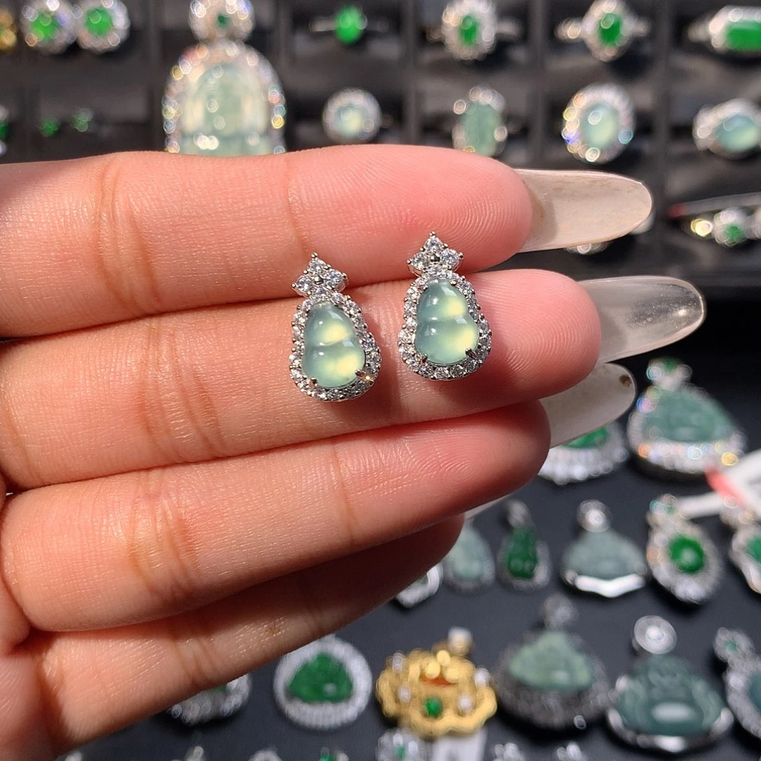 翡翠未镶嵌耳饰耳钉