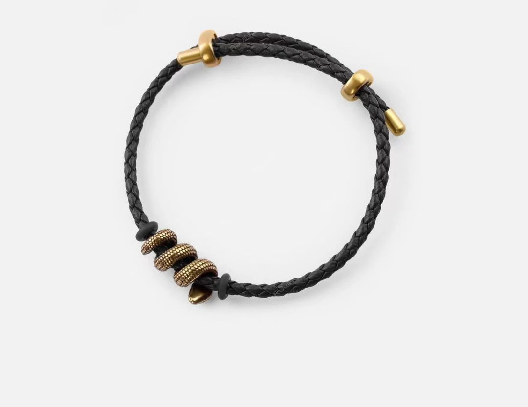 黄铜皮质手链 蛇年限定 | 羊皮编织手圈手链