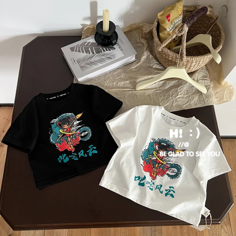 现货【百分百棉】郝叔童品夏季新款2025潮牌网红男童短袖T恤HQ5219