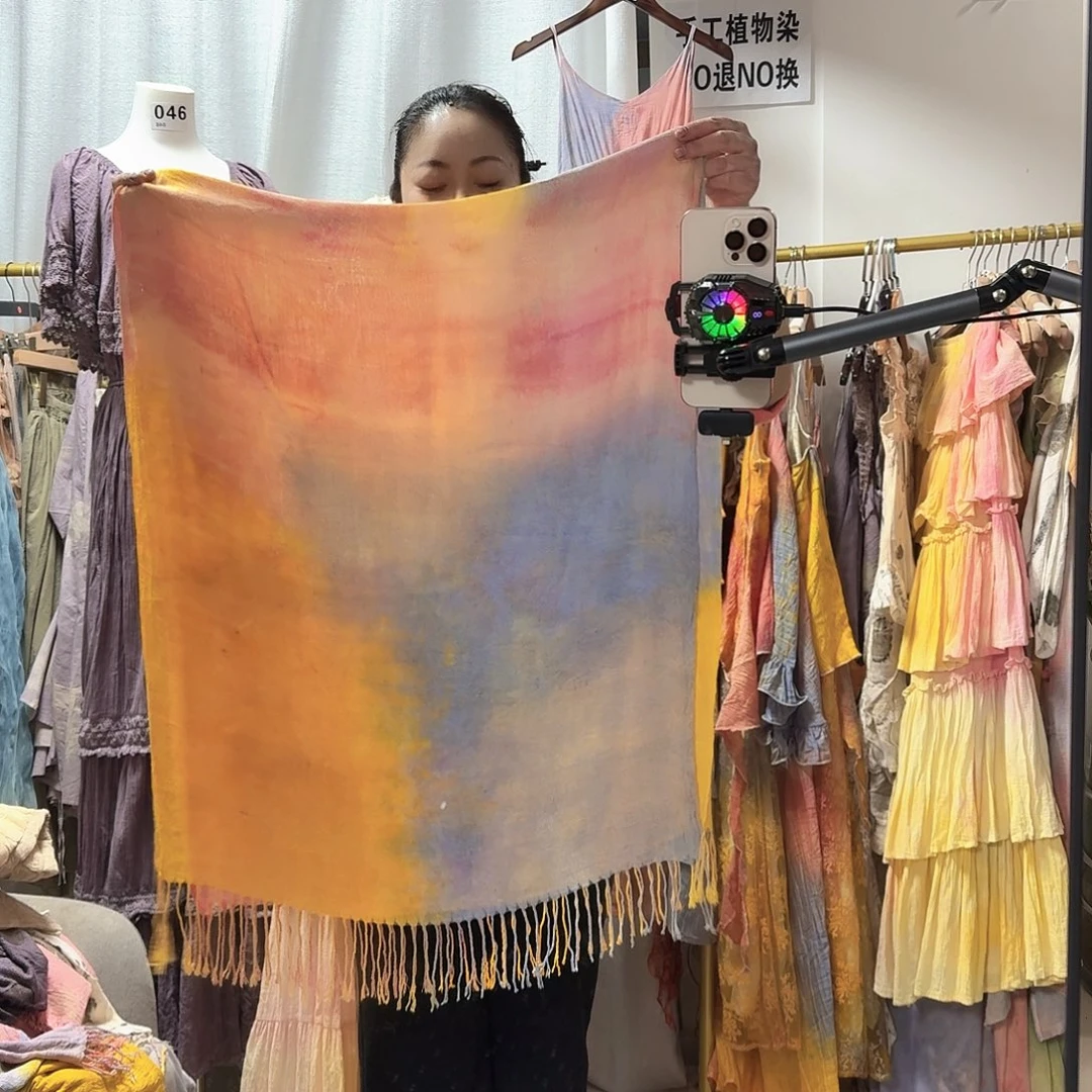 棉植物染花果染披肩