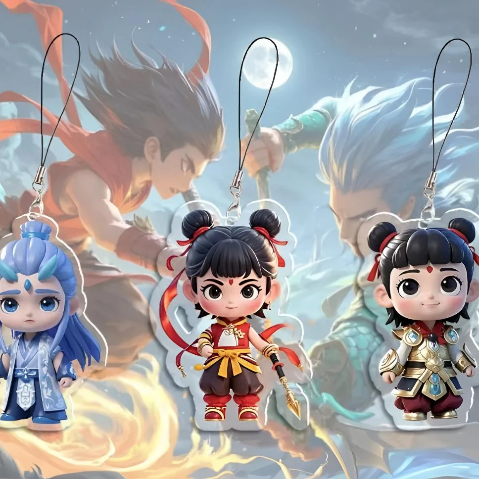 哪吒2之魔童闹海手机链Q版哪吒敖丙CP藕饼背包挂件精品小饰品