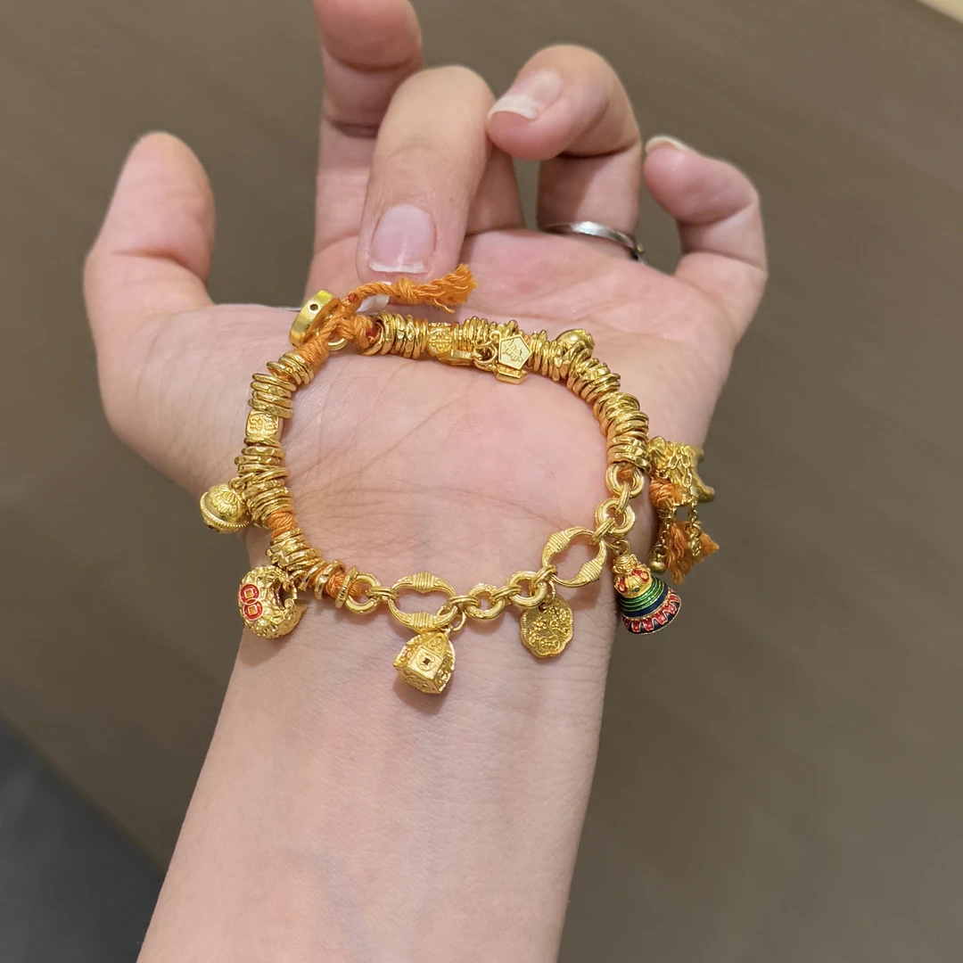 【菠萝珠宝】足金999 马上有钱葫芦手串 金重：43.13克