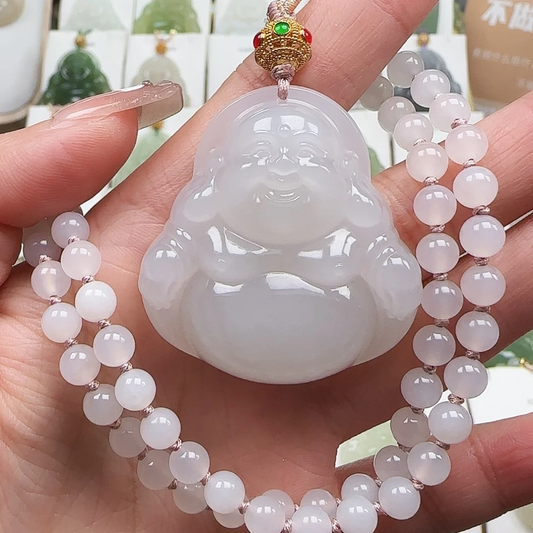 和田玉足金镶嵌颈饰43.8