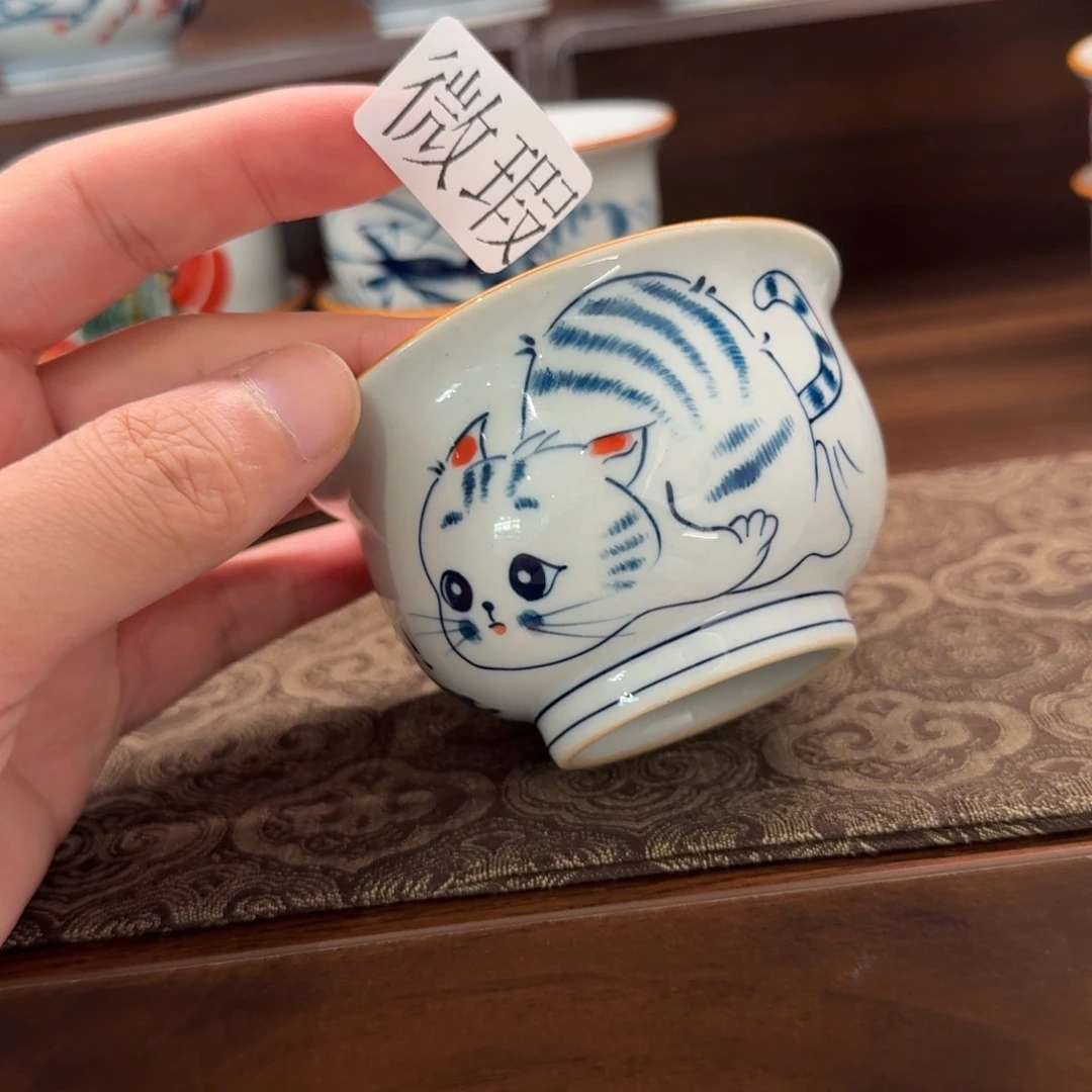 釉下手绘茶具微瑕