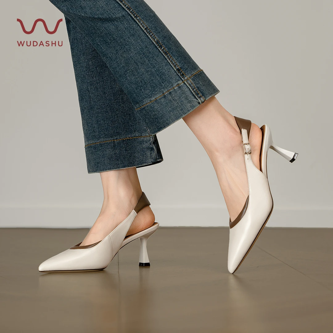 吴大叔红云鞋夏季尖头后空凉鞋气质欧若风时尚高跟鞋女鞋Z160C