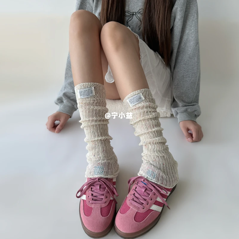 宁小益 针织jk袜套夏季薄款袜子女布标腿套春秋y2k辣妹中筒堆堆袜