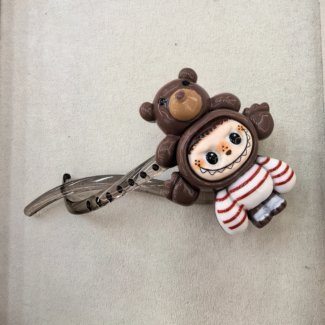 F655咖色小熊卡通扭扭夹